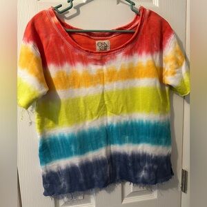Chaser Lightweight Tie Dye Sweatshirt With Raw Edges Size Medium
